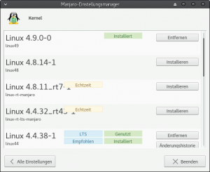 Manjaro kernels